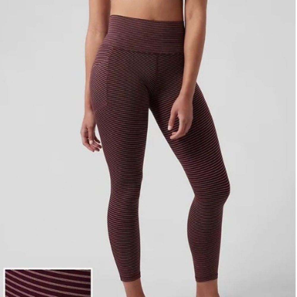 NWOT Athleta Salutation Stash II Textured Tight Shorebreak Spiced Cabernet sz M